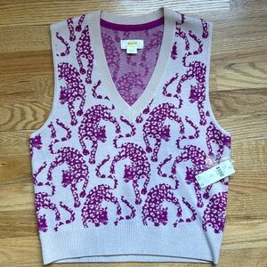 Maeve by Anthropologie Tiger Printed Sweater Vest